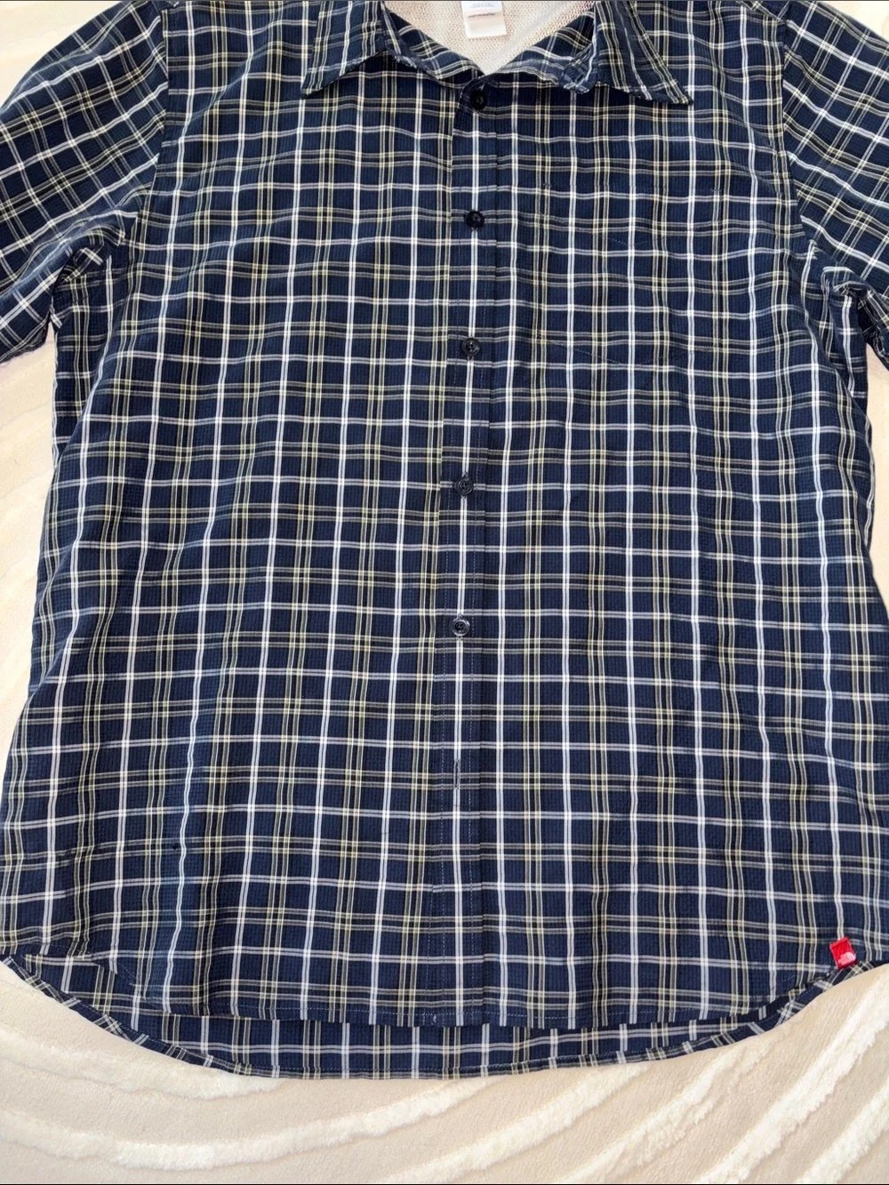 The North Face Navy and White Plaid Button-Down Shirt